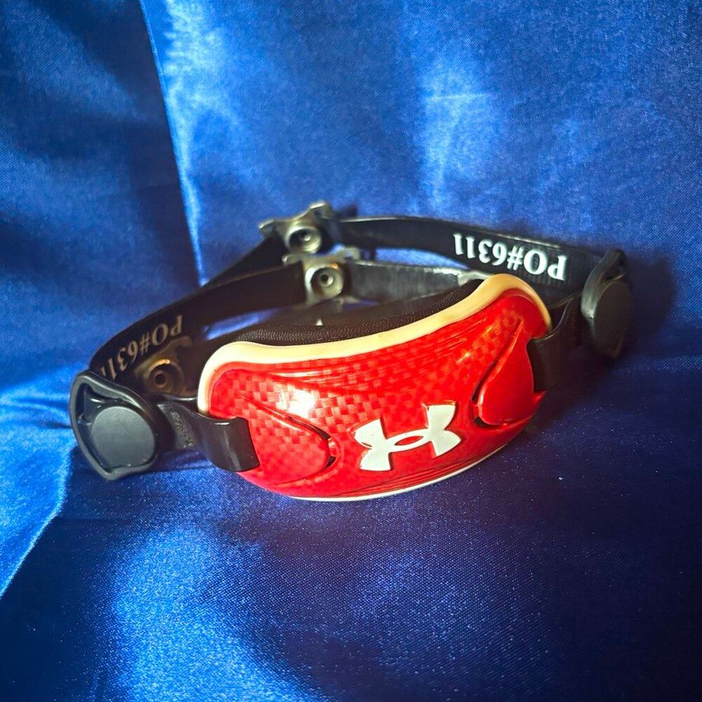 Under Armour UA Defender Chin Strap Football Open Face Red/Black/White One Size